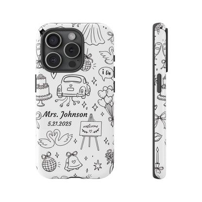 Black Wedding Phone Case – Personalized Name & Date Gift