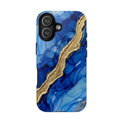 Blue Gold Marble Phone Case – Luxury Sapphire Geode Ink Art Design