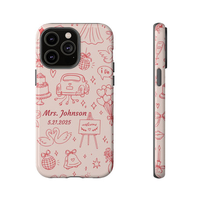 Pink Personalized Wedding Phone Case – Custom Name & Date Bridal Gift