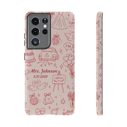 Pink Personalized Wedding Phone Case – Custom Name & Date Bridal Gift