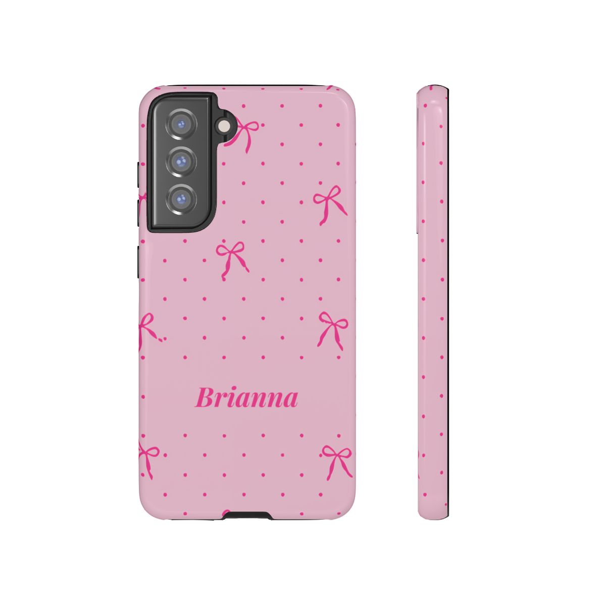 Personalized Pink Bow Phone Case – Custom Name Polka Dot Coquette Aesthetic