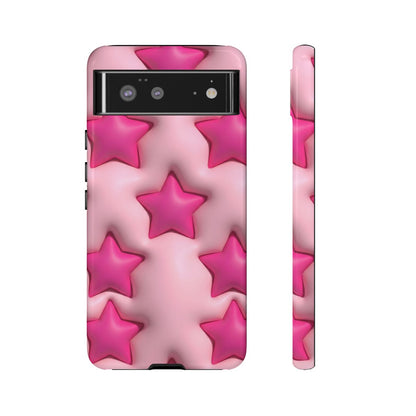 Pink Puffy Stars Aesthetic Phone Case - Cute Y2K Design