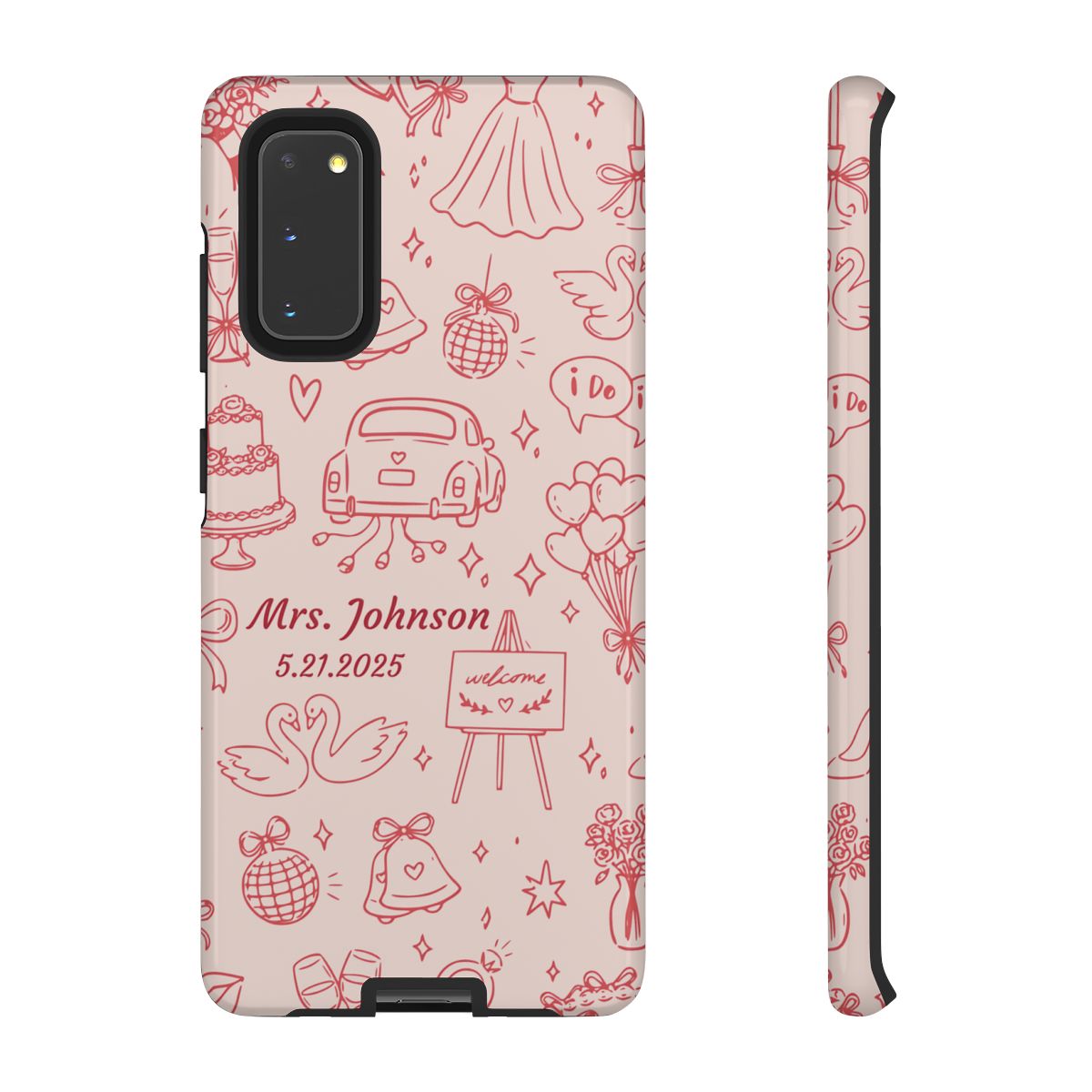 Pink Personalized Wedding Phone Case – Custom Name & Date Bridal Gift