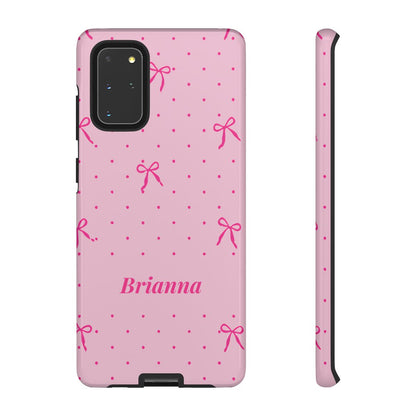Personalized Pink Bow Phone Case – Custom Name Polka Dot Coquette Aesthetic