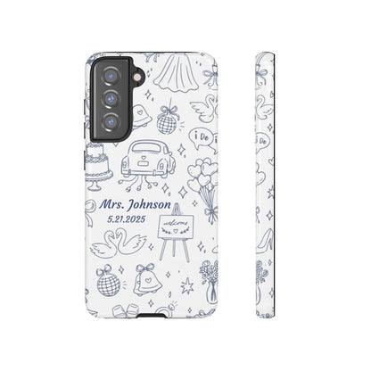 Navy Blue Personalized Wedding Phone Case – Custom Name & Date Bridal Gift