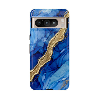 Blue Gold Marble Phone Case – Luxury Sapphire Geode Ink Art Design