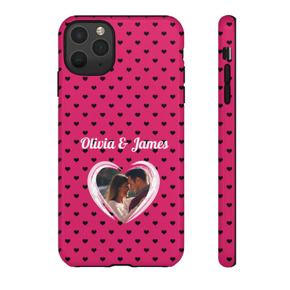 Personalized Photo Pink Heart Phone Case - Custom Photo & Name