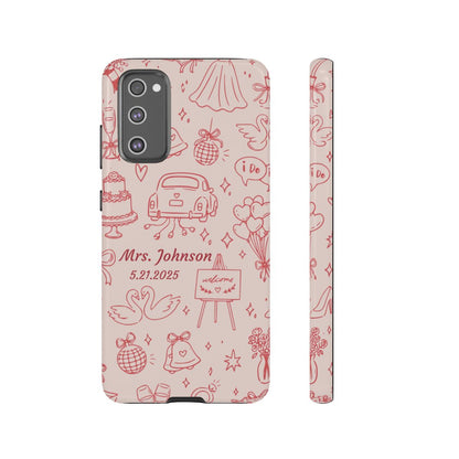 Pink Personalized Wedding Phone Case – Custom Name & Date Bridal Gift