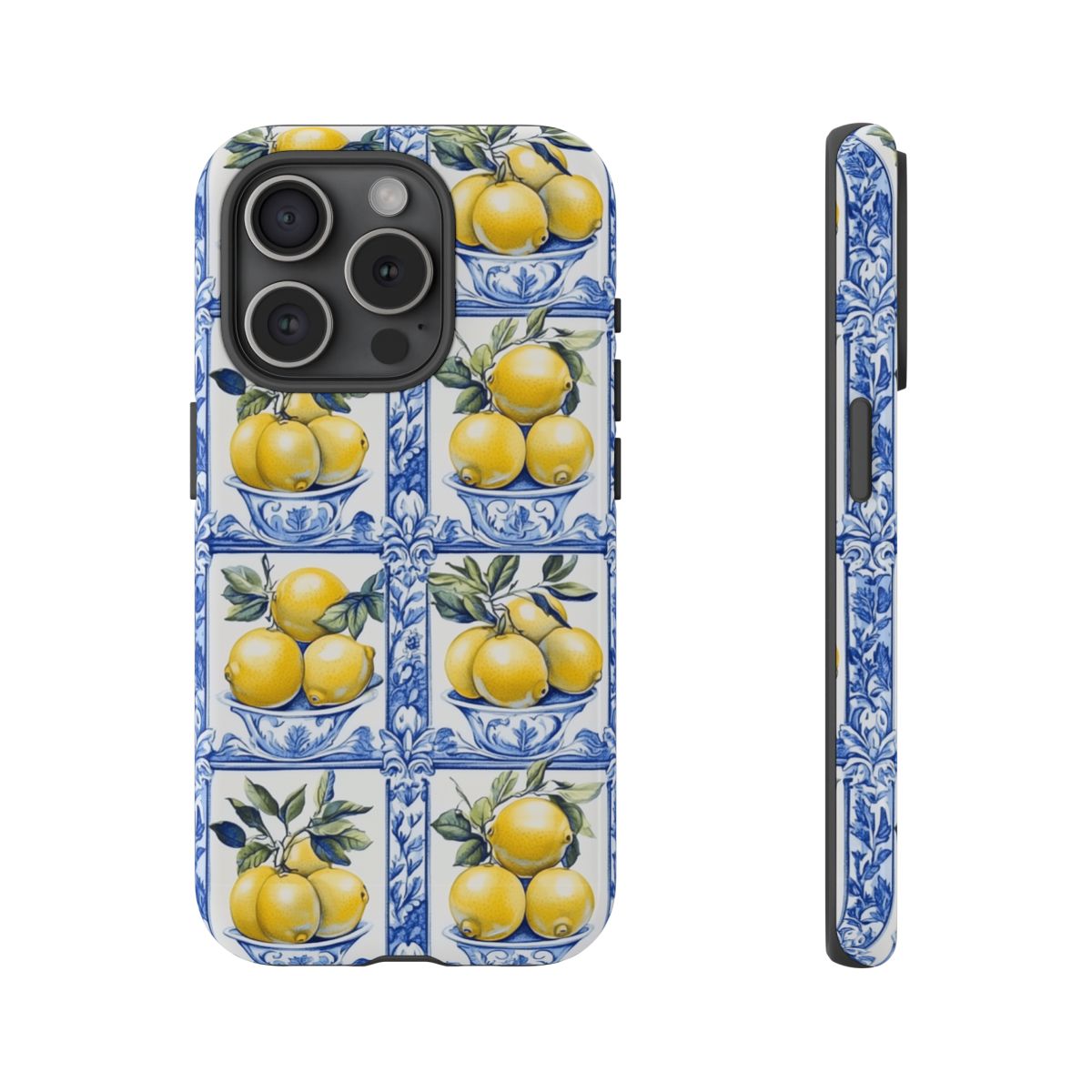 Amalfi Lemon Tile Phone Case - Mediterranean Blue & Yellow