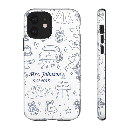 Navy Blue Personalized Wedding Phone Case – Custom Name & Date Bridal Gift