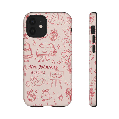 Pink Personalized Wedding Phone Case – Custom Name & Date Bridal Gift