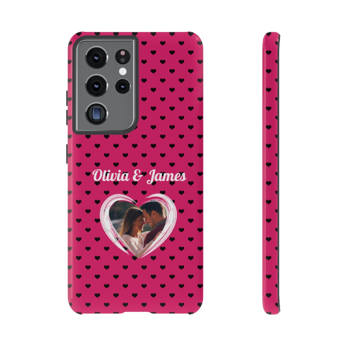 Personalized Photo Pink Heart Phone Case - Custom Photo & Name