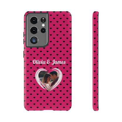 Personalized Photo Pink Heart Phone Case - Custom Photo & Name