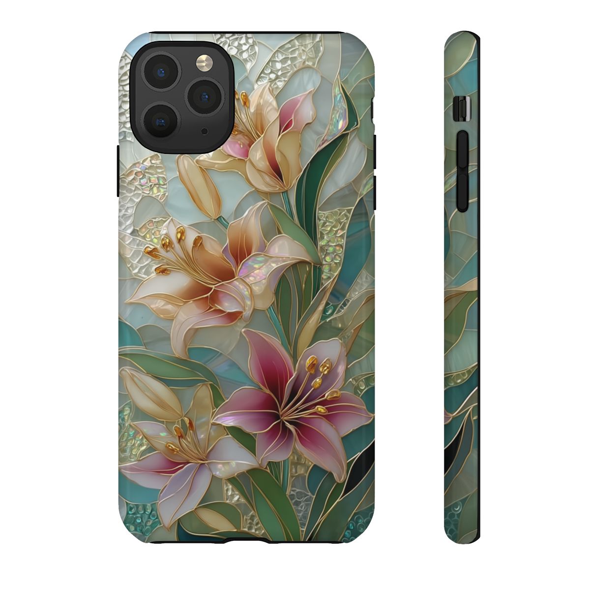 Mosaic Lily Phone Case - Stained Glass Floral Art