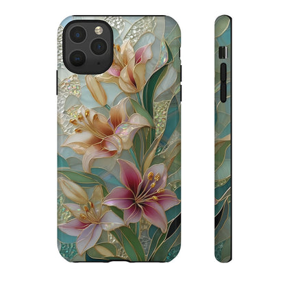 Mosaic Lily Phone Case - Stained Glass Floral Art