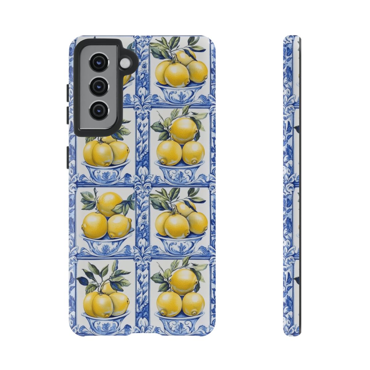 Amalfi Lemon Tile Phone Case - Mediterranean Blue & Yellow