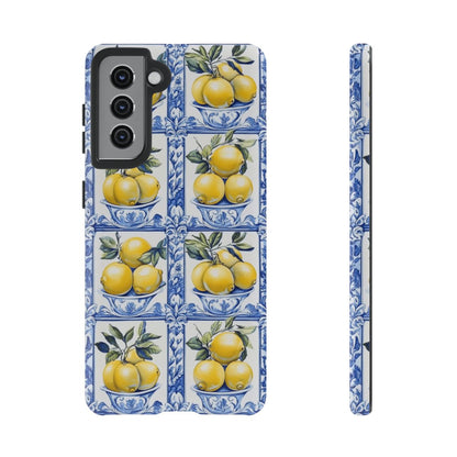 Amalfi Lemon Tile Phone Case - Mediterranean Blue & Yellow