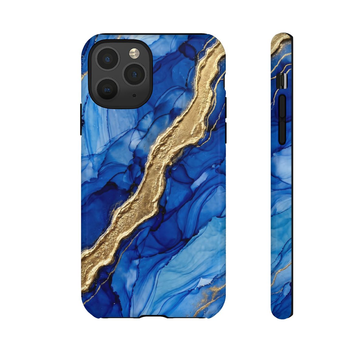 Blue Gold Marble Phone Case – Luxury Sapphire Geode Ink Art Design
