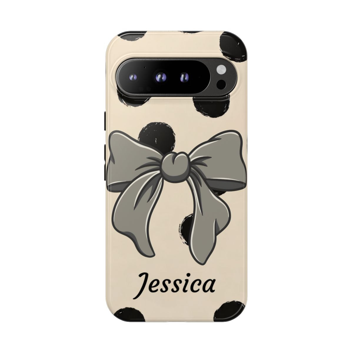 Personalized Polka Dot Bow Phone Case – Custom Name Coquette Retro Aesthetic