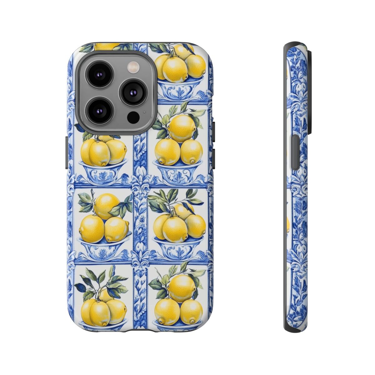Amalfi Lemon Tile Phone Case - Mediterranean Blue & Yellow