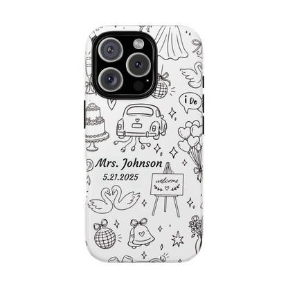 Black Wedding Phone Case – Personalized Name & Date Gift