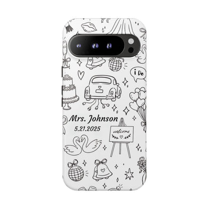 Black Wedding Phone Case – Personalized Name & Date Gift