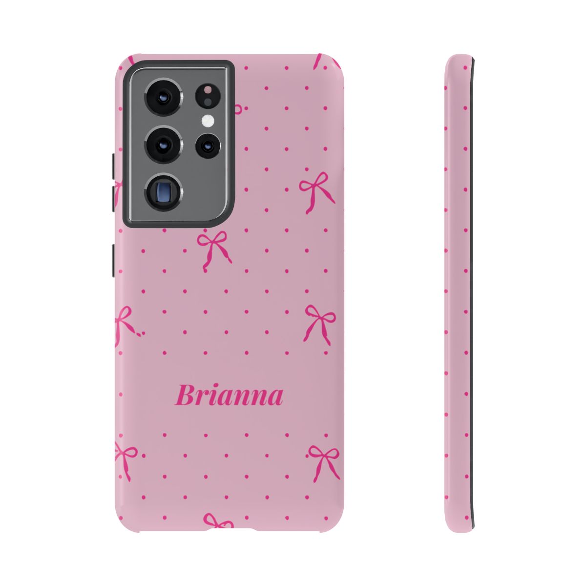 Personalized Pink Bow Phone Case – Custom Name Polka Dot Coquette Aesthetic