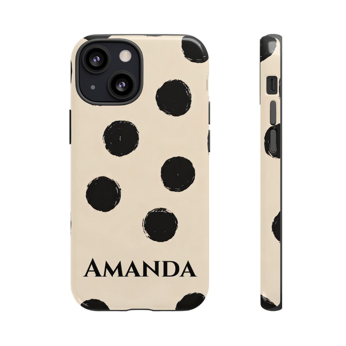 Personalized Polka Dot Phone Case – Custom Name Modern Abstract Aesthetic