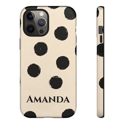 Personalized Polka Dot Phone Case – Custom Name Modern Abstract Aesthetic
