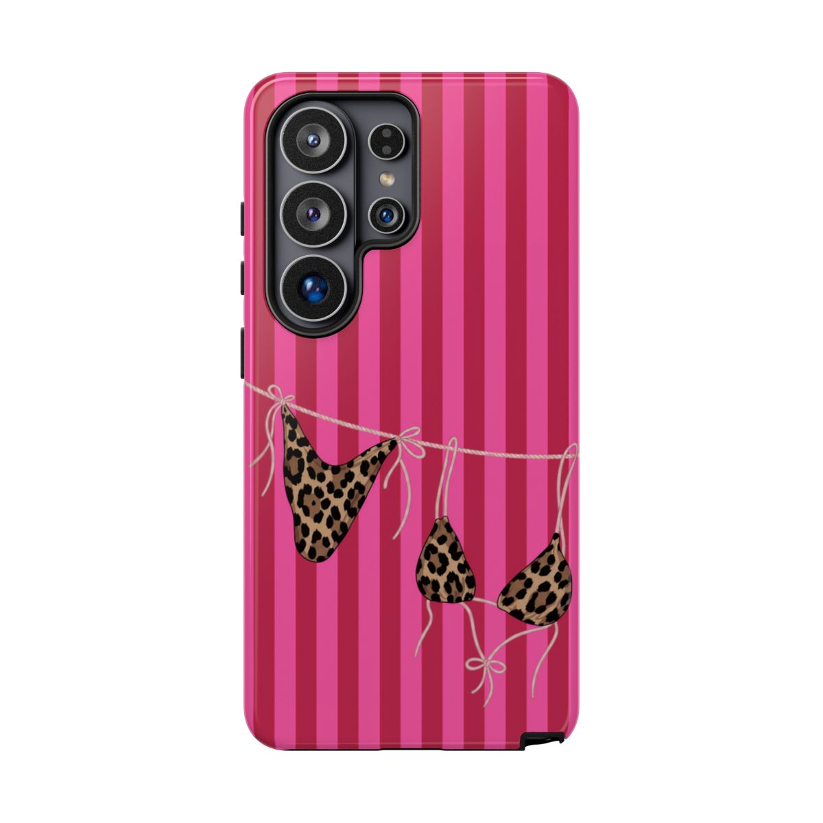 Leopard Bikini Striped Phone Case – Trendy Summer Beach Aesthetic