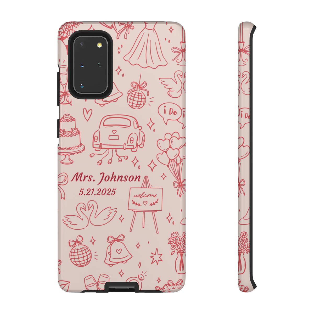 Pink Personalized Wedding Phone Case – Custom Name & Date Bridal Gift