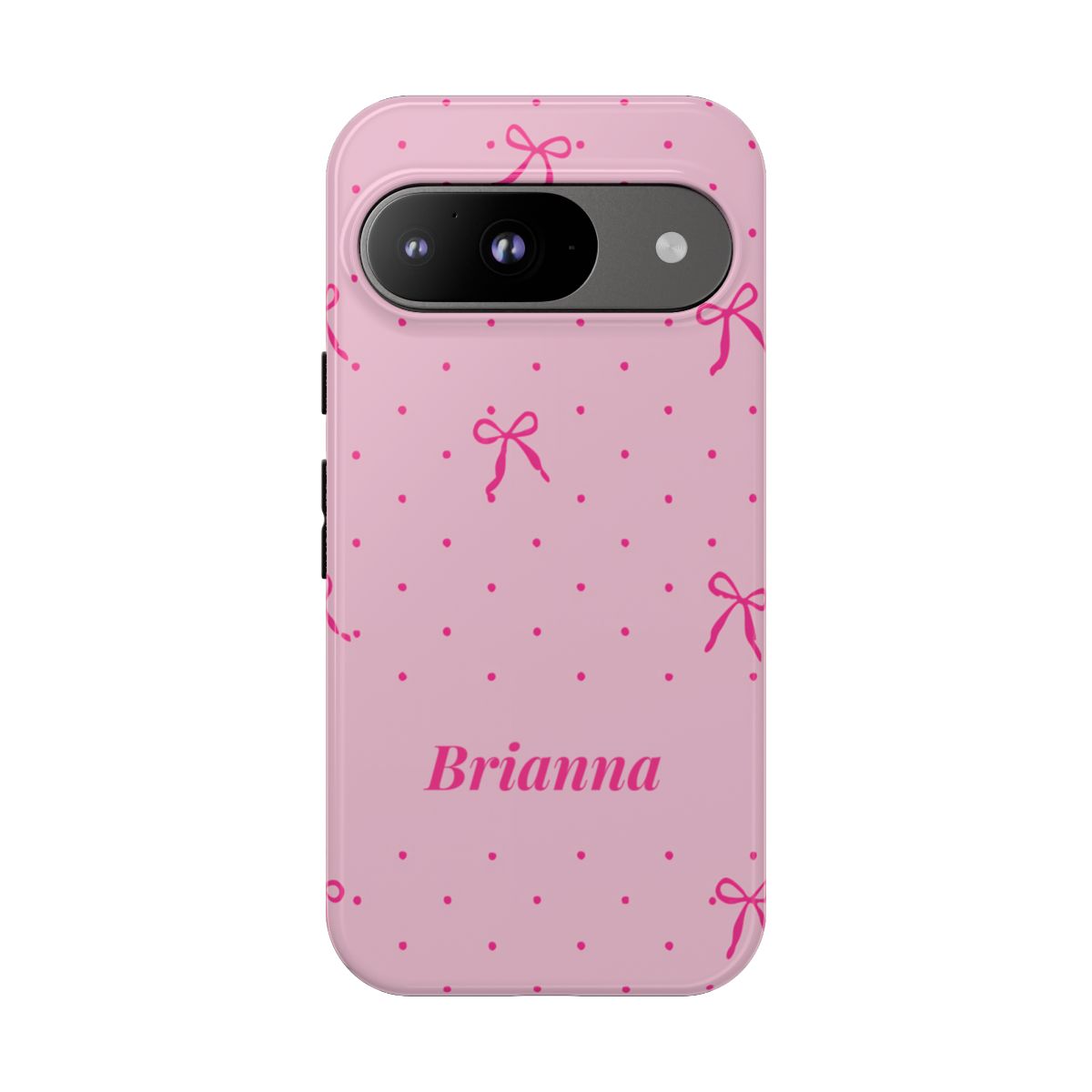 Personalized Pink Bow Phone Case – Custom Name Polka Dot Coquette Aesthetic