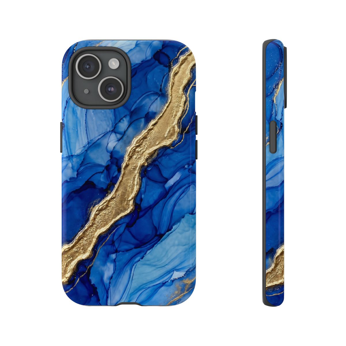 Blue Gold Marble Phone Case – Luxury Sapphire Geode Ink Art Design