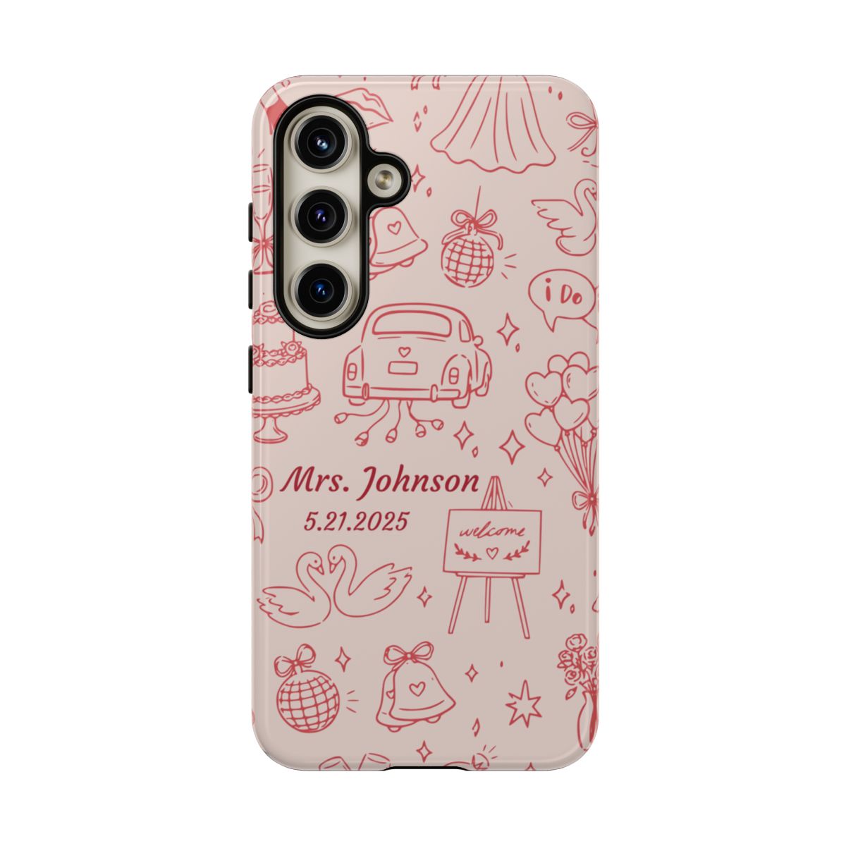 Pink Personalized Wedding Phone Case – Custom Name & Date Bridal Gift