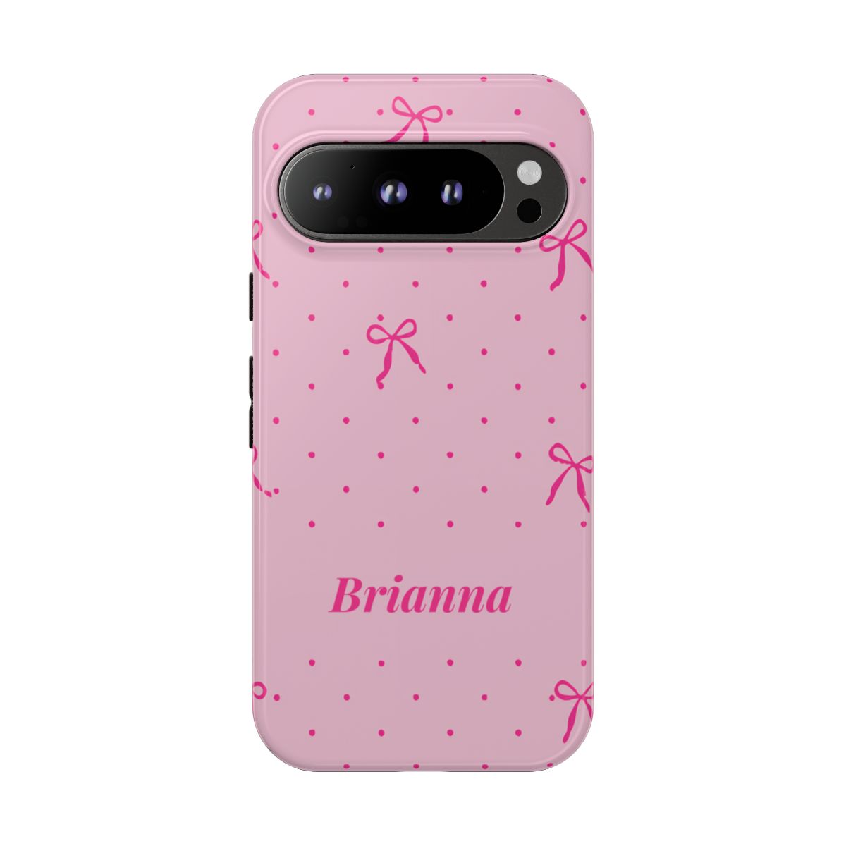 Personalized Pink Bow Phone Case – Custom Name Polka Dot Coquette Aesthetic