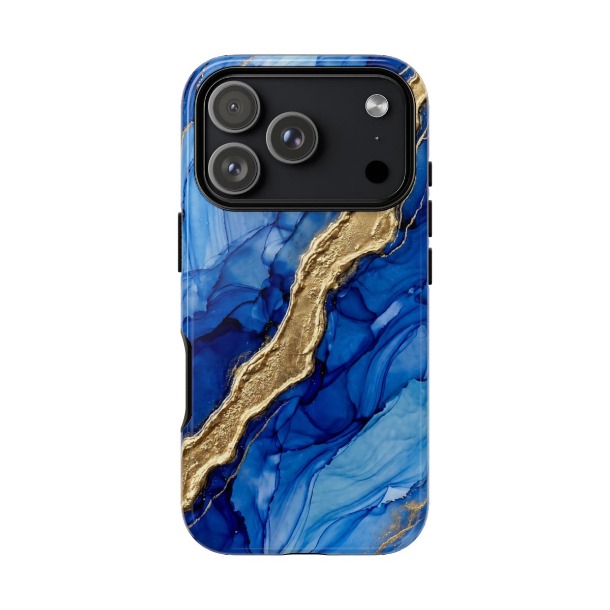 Blue Gold Marble Phone Case – Luxury Sapphire Geode Ink Art Design