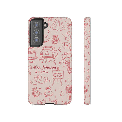 Pink Personalized Wedding Phone Case – Custom Name & Date Bridal Gift