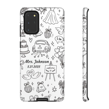 Black Wedding Phone Case – Personalized Name & Date Gift