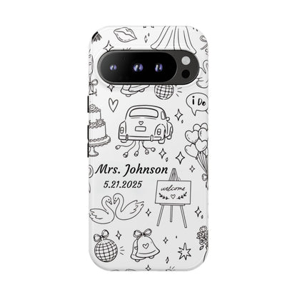 Black Wedding Phone Case – Personalized Name & Date Gift