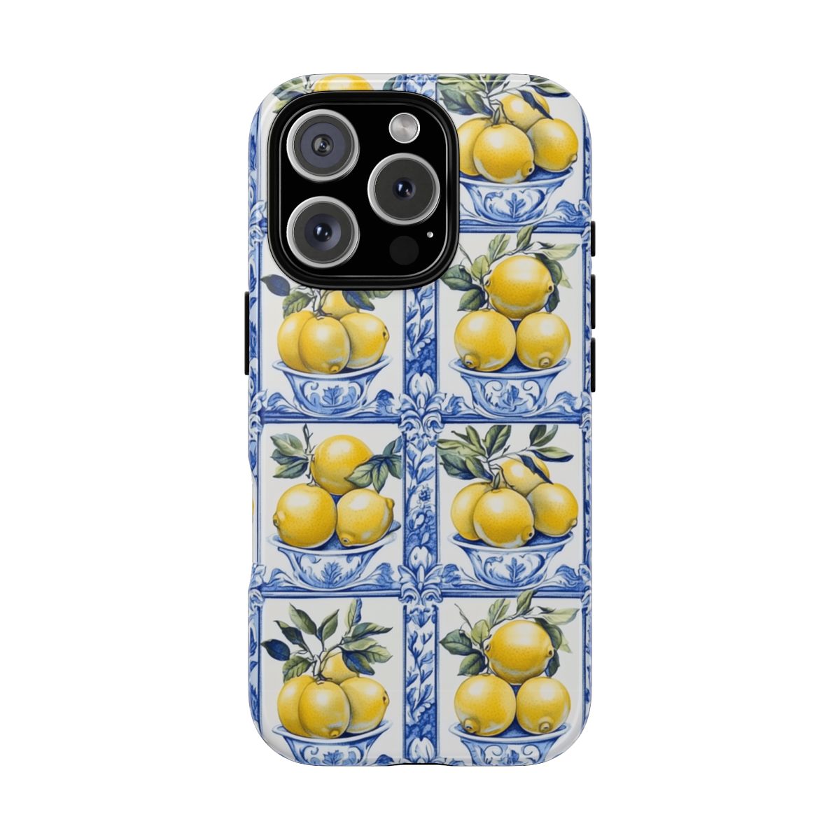Amalfi Lemon Tile Phone Case - Mediterranean Blue & Yellow