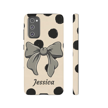 Personalized Polka Dot Bow Phone Case – Custom Name Coquette Retro Aesthetic