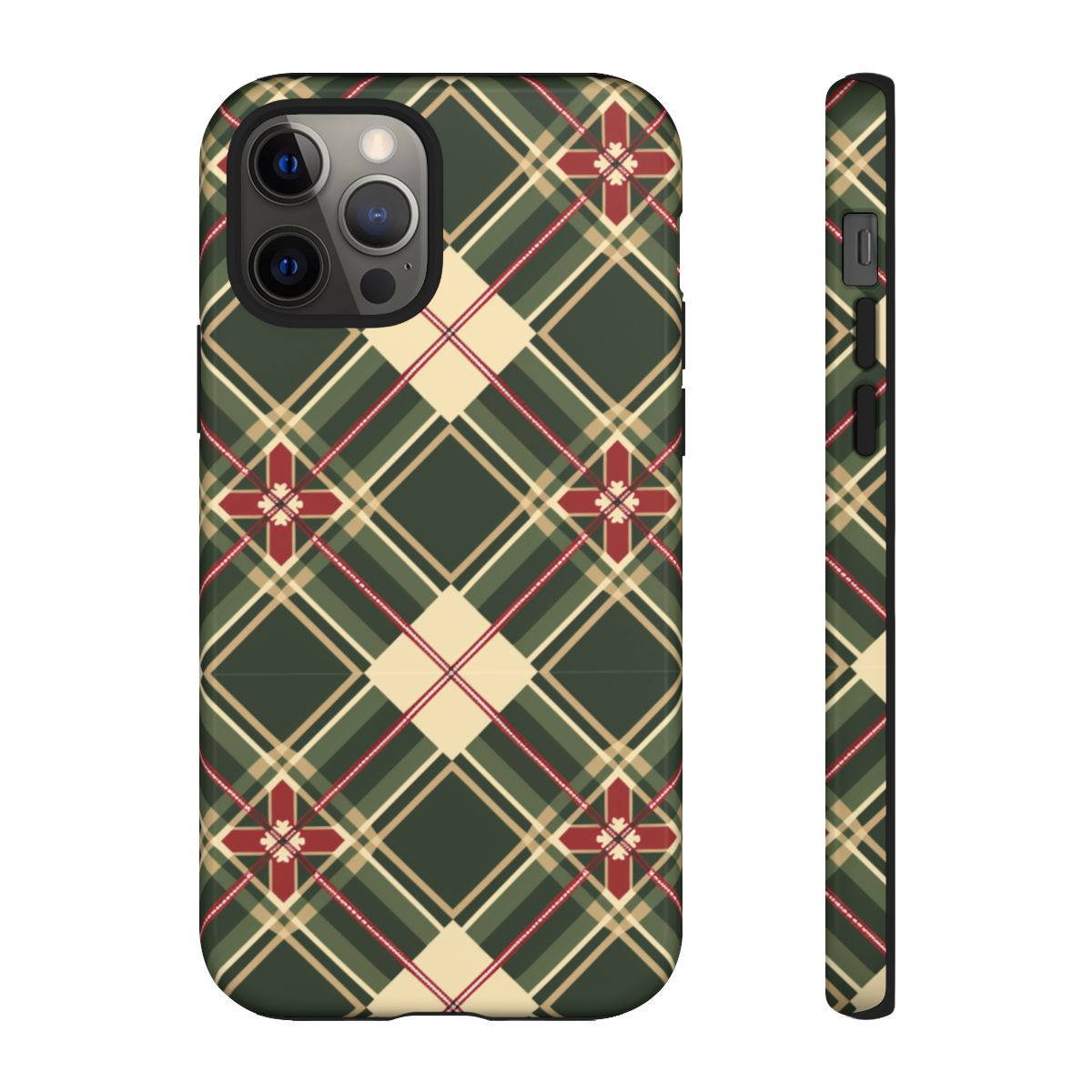 Green and Red Christmas Plaid Phone Case - Festive Patchwork