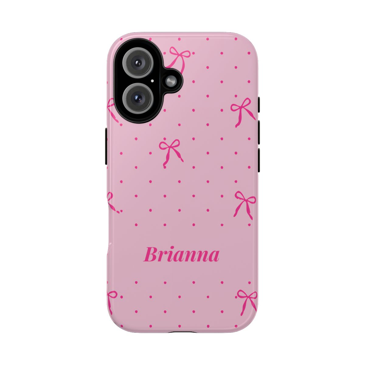 Personalized Pink Bow Phone Case – Custom Name Polka Dot Coquette Aesthetic