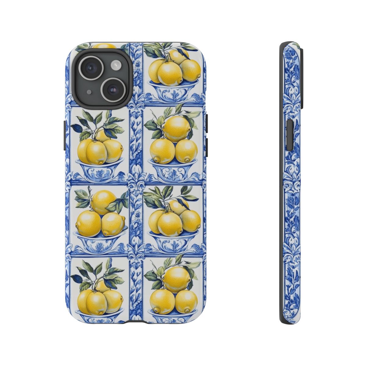Amalfi Lemon Tile Phone Case - Mediterranean Blue & Yellow