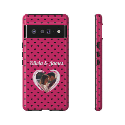 Personalized Photo Pink Heart Phone Case - Custom Photo & Name