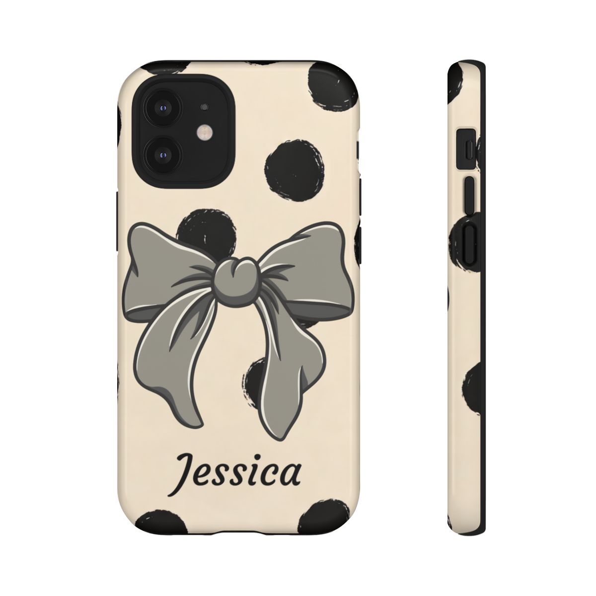 Personalized Polka Dot Bow Phone Case – Custom Name Coquette Retro Aesthetic