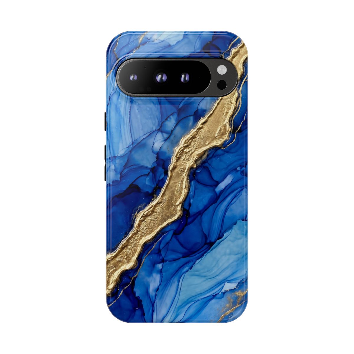 Blue Gold Marble Phone Case – Luxury Sapphire Geode Ink Art Design