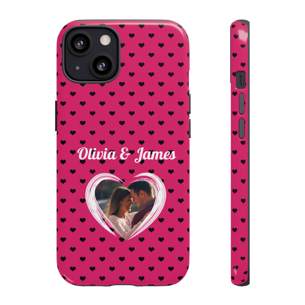 Personalized Photo Pink Heart Phone Case - Custom Photo & Name