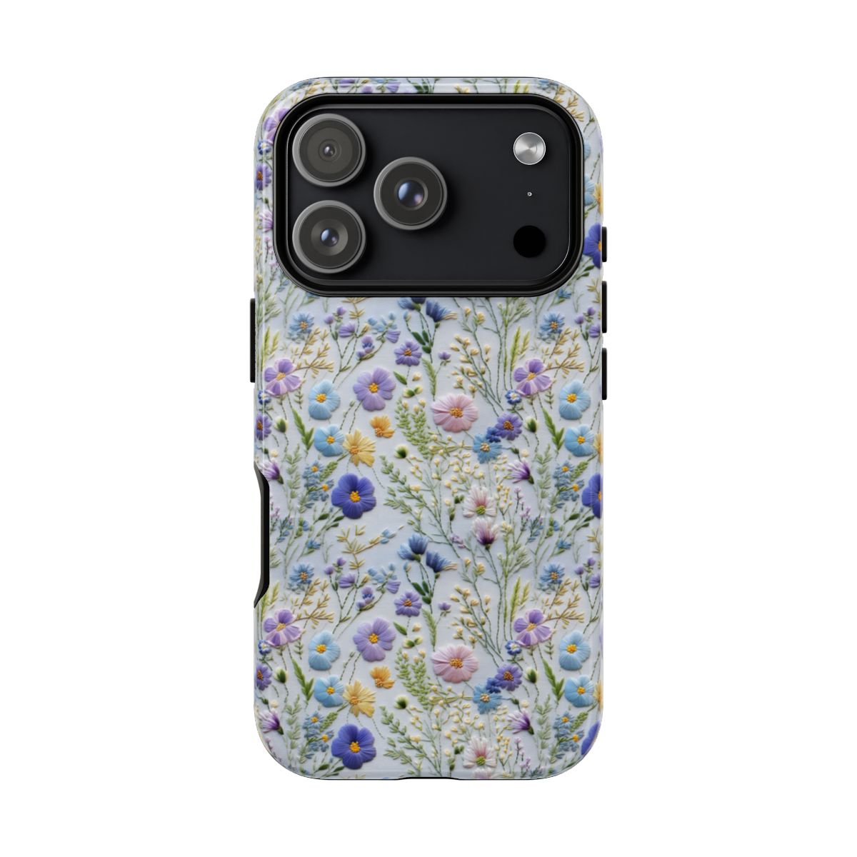Wisteria Phone Case – Blue Embroidery Wildflower Aesthetic