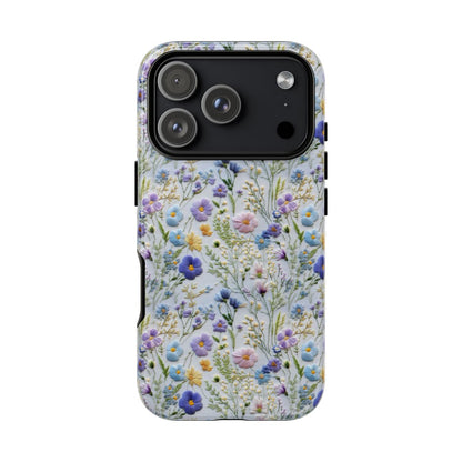 Wisteria Phone Case – Blue Embroidery Wildflower Aesthetic